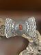 Vintage Native American Navajo Sterling Silver Bow Tie Coral Pin 41g