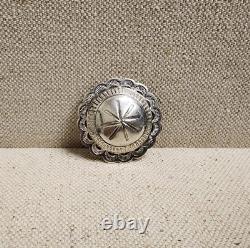 Vintage Native American Navajo Sterling Silver Round Concho Brooch Pin