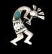 Vintage Native American Navajo Sterling Silver & Turquoise Kokopelli Brooch Pin