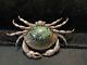 Vintage Native American Navajo Sterling And Turquoise Crab Brooch/pin Signed