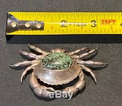 Vintage Native American Navajo Sterling and Turquoise Crab Brooch/Pin Signed
