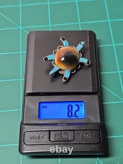 Vintage Native American Navajo Turtle Turquoise Sterling Silver Brooch Pin