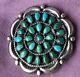 Vintage Native American Navajo Zuni Blue Green Turquoise Cluster Pin Pendant Hv
