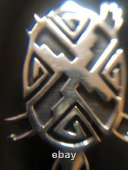 Vintage Native American Navajo turtle pin brooch jewelry marked JR Silversmiths