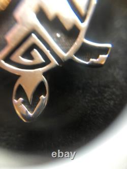 Vintage Native American Navajo turtle pin brooch jewelry marked JR Silversmiths