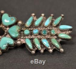 Vintage Native American Old Pawn Sterling Silver Multiple Turquoise Pin
