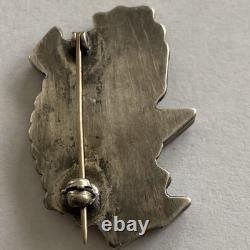 Vintage Native American Rainbow Man Pin Silver Onyx Coral Turquoise Mother Pearl
