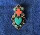 Vintage Native American Silver Cloud Co. Turquoise/coral Pendant Pin. 15.8g