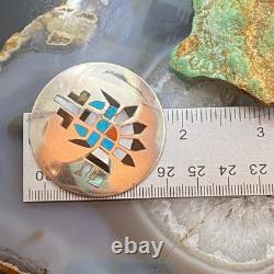 Vintage Native American Silver Inlay Dancing Kachina Unisex Brooch