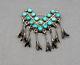 Vintage Native American Silver Snake Eye Turquoise Pin Brooch Squash Dangles