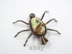 Vintage Native American Silver Turquoise Bug Insect Spider Brooch Pin 12.3 grams