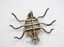 Vintage Native American Silver Turquoise Bug Insect Spider Brooch Pin 12.3 grams