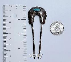 Vintage Native American Silver Turquoise Hair Pin