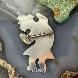 Vintage Native American Silver Turquoise Inlay Rainbow Man Brooch For Women