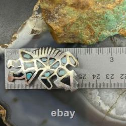 Vintage Native American Silver Turquoise Inlay Rainbow Man Brooch For Women
