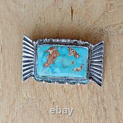 Vintage Native American Silver and Turquoise Brooch