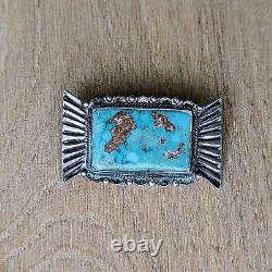 Vintage Native American Silver and Turquoise Brooch