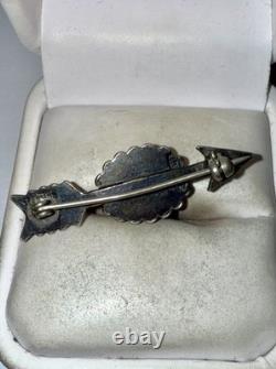 Vintage Native American Solid Sterling Silver Natural Turquoise Arrow Pin