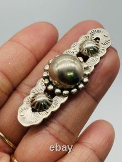 Vintage Native American Southwestern Concho Silver Bar Brooch Pin