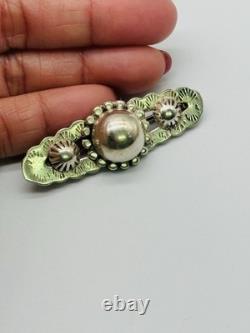 Vintage Native American Southwestern Concho Silver Bar Brooch Pin
