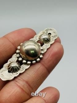 Vintage Native American Southwestern Concho Silver Bar Brooch Pin