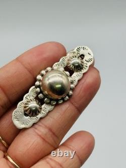 Vintage Native American Southwestern Concho Silver Bar Brooch Pin