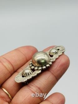 Vintage Native American Southwestern Concho Silver Bar Brooch Pin