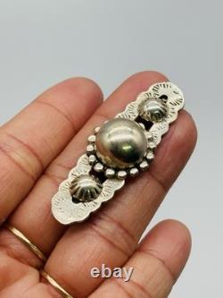 Vintage Native American Southwestern Concho Silver Bar Brooch Pin