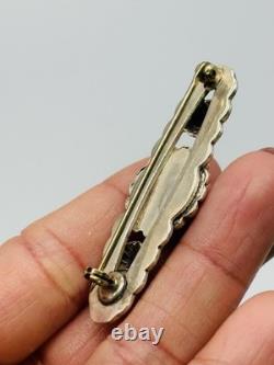 Vintage Native American Southwestern Concho Silver Bar Brooch Pin