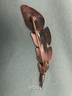 Vintage Native American Sterling Feather Pin with Opal and Lapis