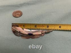 Vintage Native American Sterling Feather Pin with Opal and Lapis
