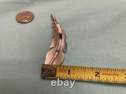 Vintage Native American Sterling Feather Pin with Opal and Lapis