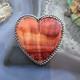 Vintage Native American Sterling Large Orange Spiny Oyster Heart Brooch/pendant