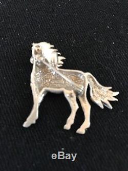 Vintage Native American Sterling Silver Horse Pin 1.5 Rare Old Pawn