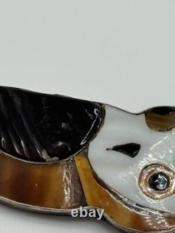 Vintage Native American Sterling Silver Inlaid Owl Brooch