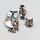 Vintage Native American Sterling Silver Inlay Owl Lot Brooch & Pin & Ring Sz 3.5