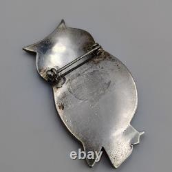Vintage Native American Sterling Silver Inlay Owl Lot Brooch & Pin & Ring Sz 3.5
