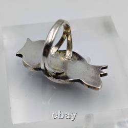 Vintage Native American Sterling Silver Inlay Owl Lot Brooch & Pin & Ring Sz 3.5