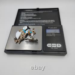 Vintage Native American Sterling Silver Inlay Owl Lot Brooch & Pin & Ring Sz 3.5