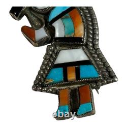 Vintage Native American Sterling Silver Inlay Rainbowman Dancer Pin or Brooch
