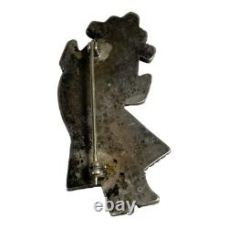 Vintage Native American Sterling Silver Inlay Rainbowman Dancer Pin or Brooch