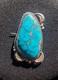 Vintage Native American Sterling Silver & Large Turquoise Stone Brooch Pin