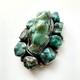 Vintage Native American Sterling Silver Large Turquoise Stone Pin Brooch