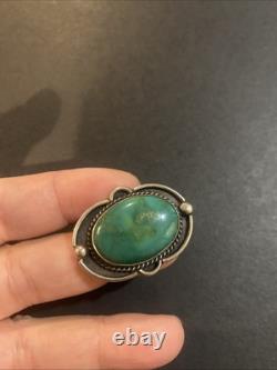 Vintage Native American Sterling Silver Nature Turquoise Pin Brooch