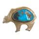 Vintage Native American Sterling Silver & Turquoise Bear Brooch / Pendant