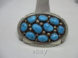 Vintage Native American Sterling Silver Turquoise Cluster Pin/Brooch Signed