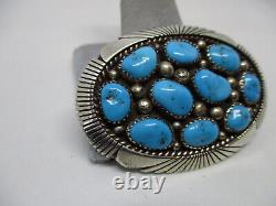 Vintage Native American Sterling Silver Turquoise Cluster Pin/Brooch Signed