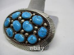 Vintage Native American Sterling Silver Turquoise Cluster Pin/Brooch Signed