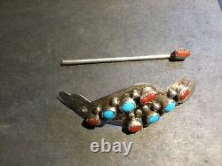 Vintage Native American Sterling Silver & Turquoise Hair Pin Set