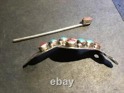 Vintage Native American Sterling Silver & Turquoise Hair Pin Set